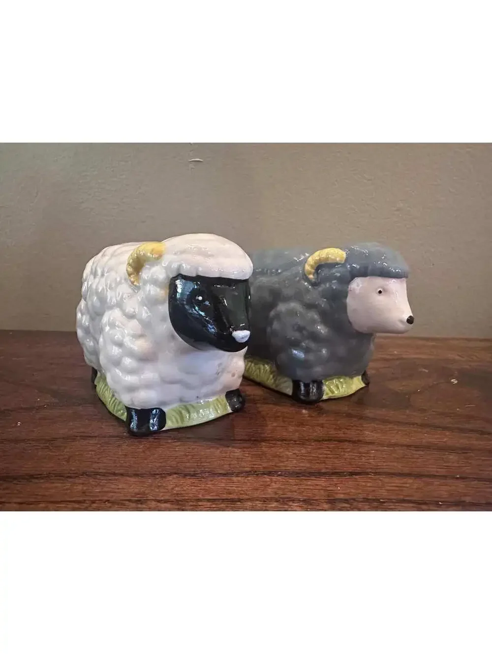 Vintage Gray and White Sheep Salt and Pepper Shakers Japan